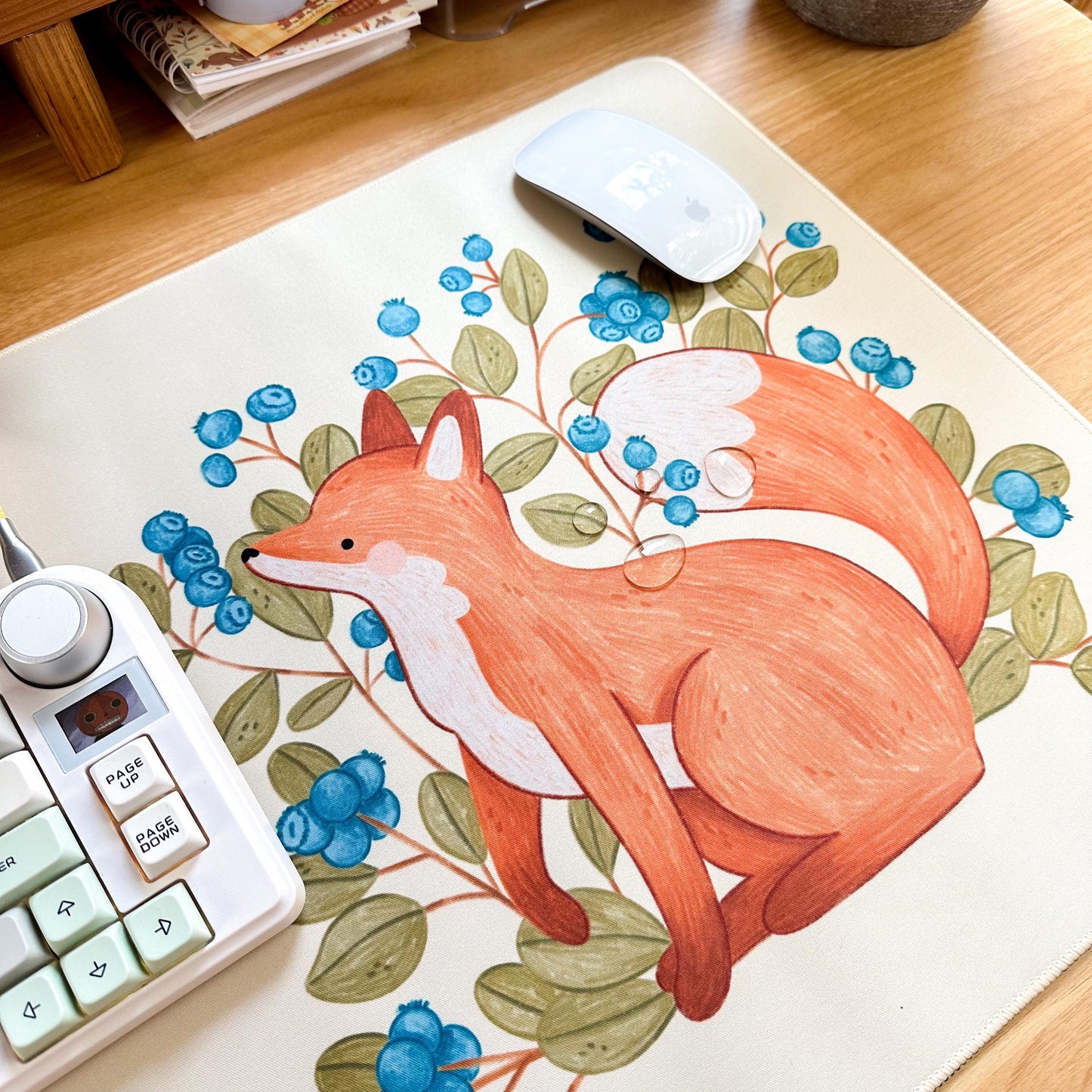 Waterproof Desk Mat - Blueberry Fox | Mouse Pad | Gaming Mouse Mat