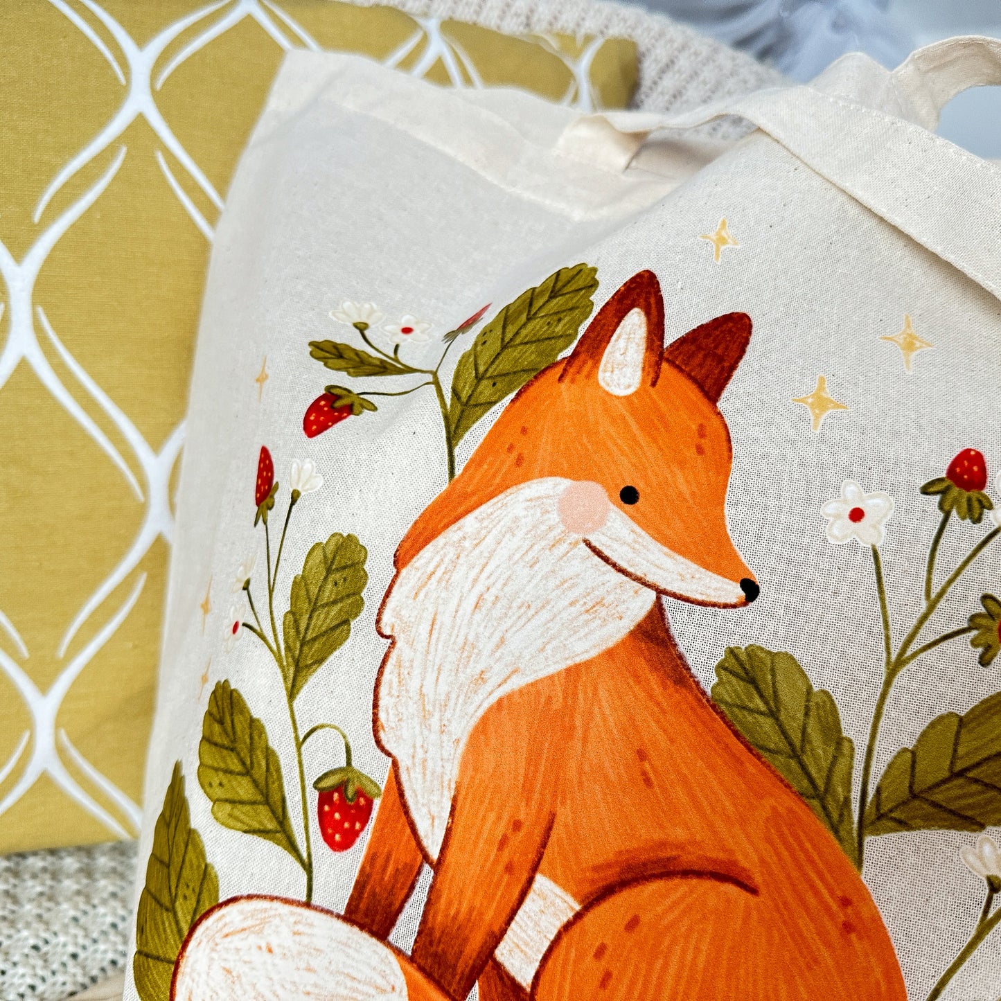 Strawberry Fox Tote Bag