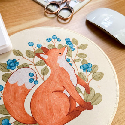 Round Waterproof Mousepad - Blueberry Fox