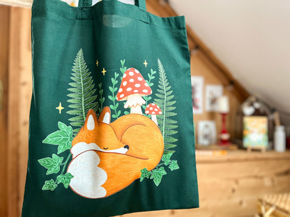 Fox and Fern Green Tote Bag