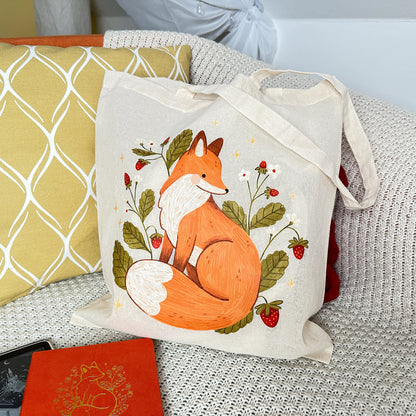 Strawberry Fox Tote Bag