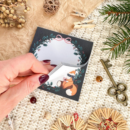 Memo Pad - Dark Winter Fox | Mini Notepad with Tear-Off Sheets