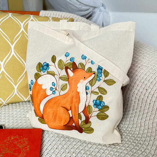 Blueberry Fox Tote Bag