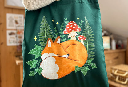 Fox and Fern Green Tote Bag