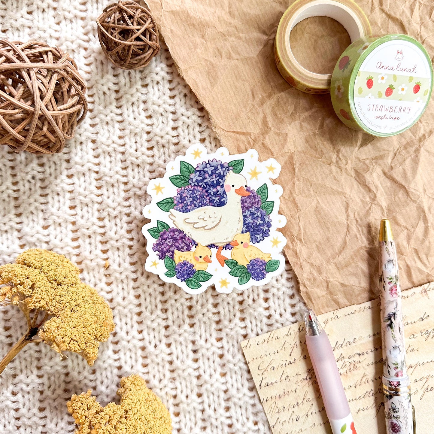 Vinyl Stickers - Hydrangea Ducklings