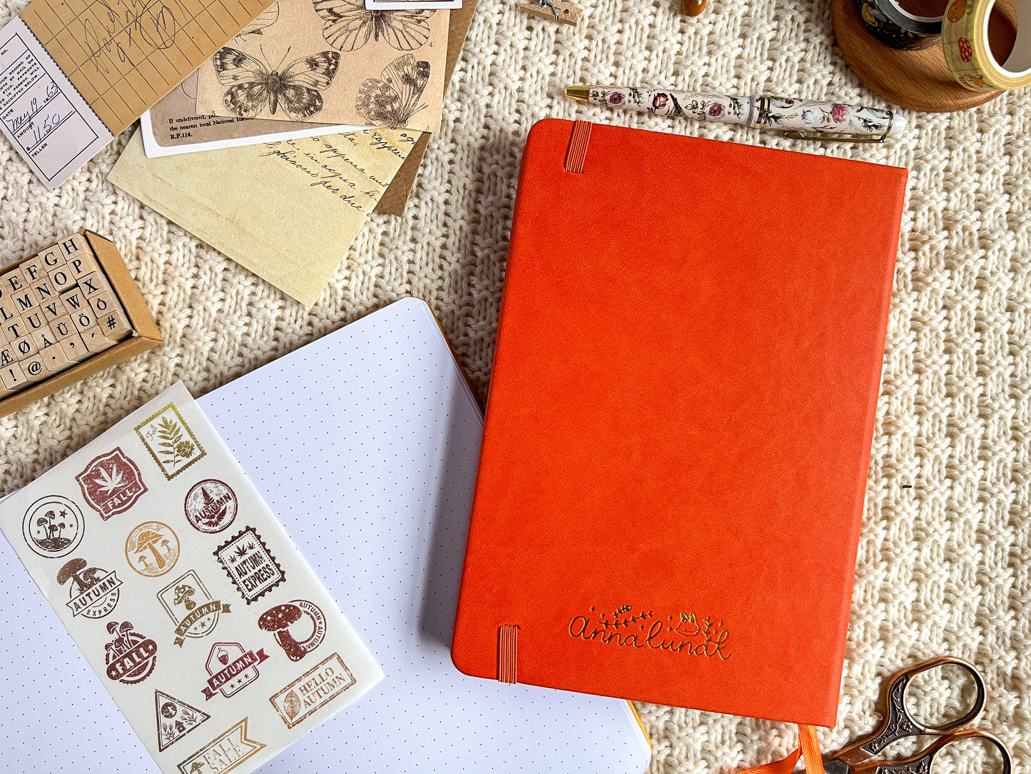 Strawberry Fox Gold Foil Dotted Hardcover Journal - A5