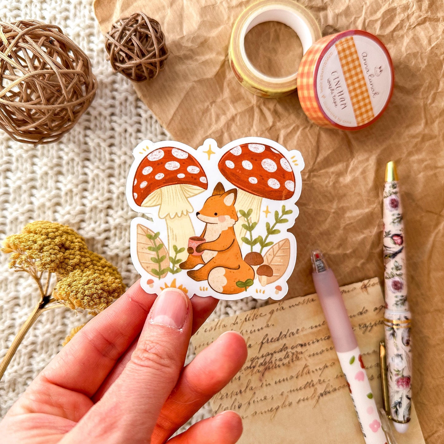 Vinyl Sticker - Mushroom Fox