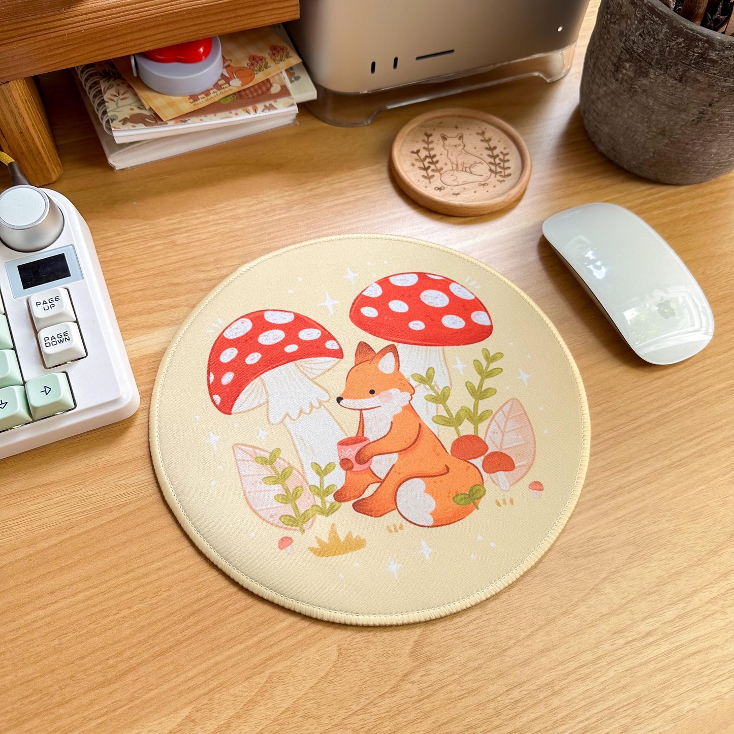Round Waterproof Mousepad - Mushroom Fox