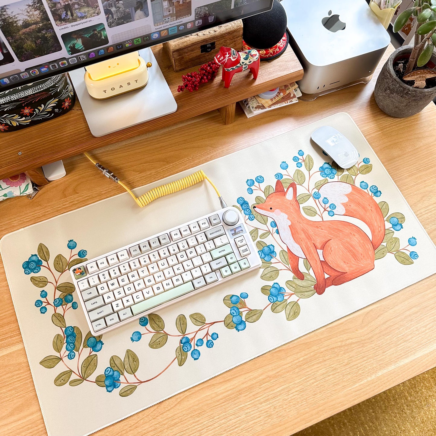 Waterproof Desk Mat - Blueberry Fox | Mouse Pad | Gaming Mouse Mat