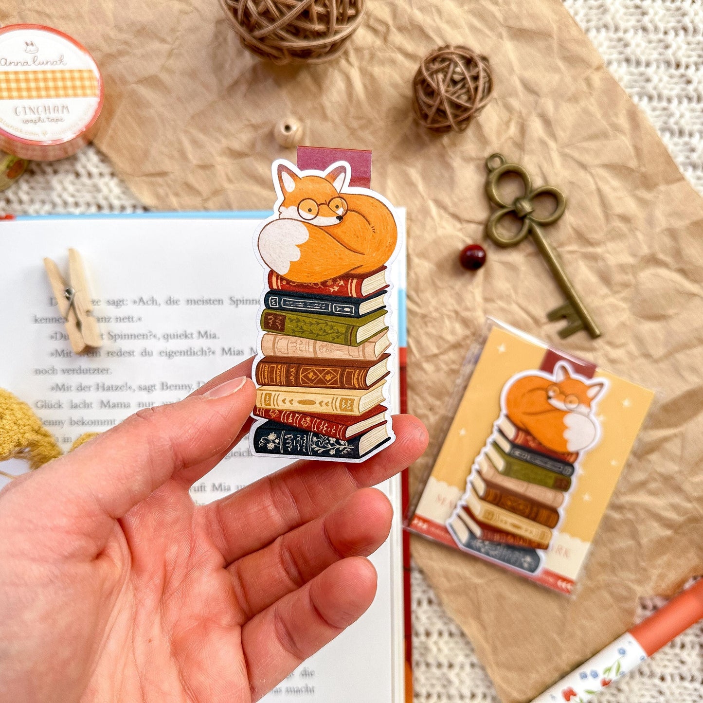 Magnetic Bookmark - Book Lover Fox