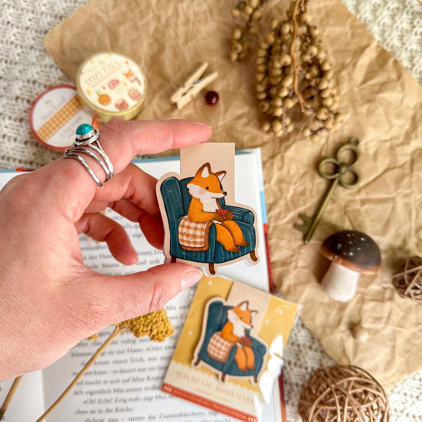 Magnetic Bookmark - Cozy Evening Fox