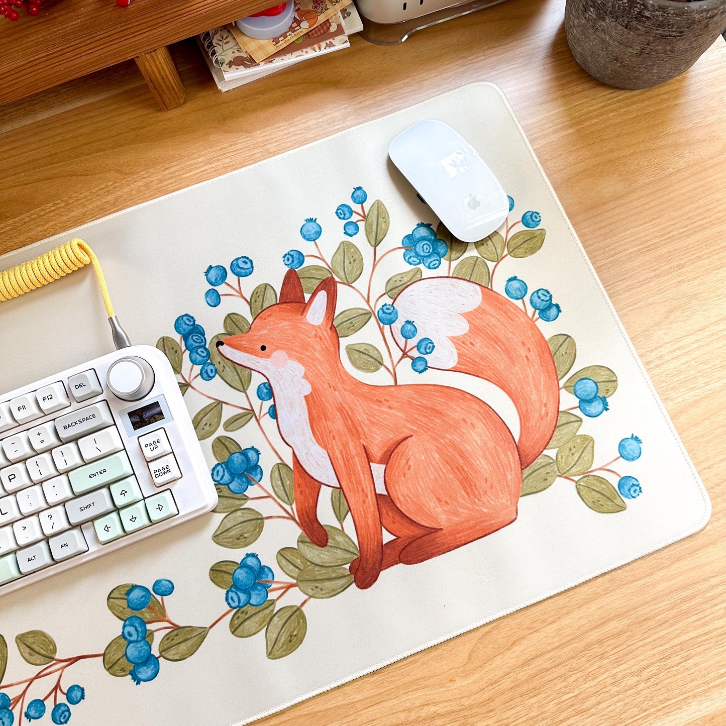 Waterproof Desk Mat - Blueberry Fox | Mouse Pad | Gaming Mouse Mat