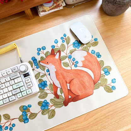 Waterproof Desk Mat - Blueberry Fox | Mouse Pad | Gaming Mouse Mat