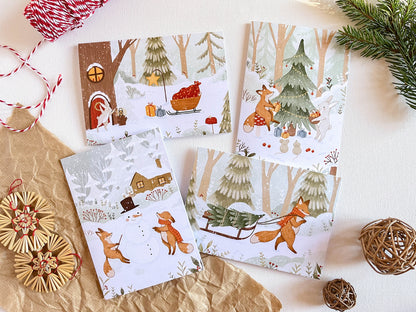 Set of 4 Christmas Greeting Cards with envelopes - 2022 Edition