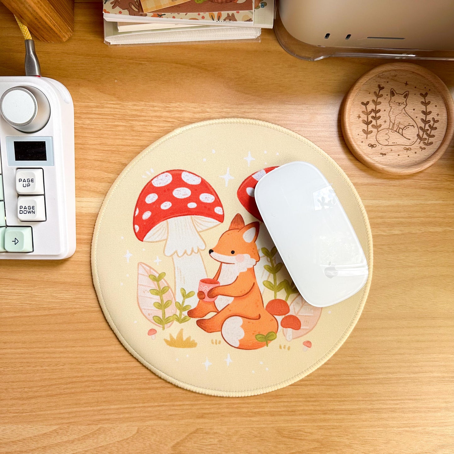 Round Waterproof Mousepad - Mushroom Fox