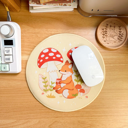 Round Waterproof Mousepad - Mushroom Fox