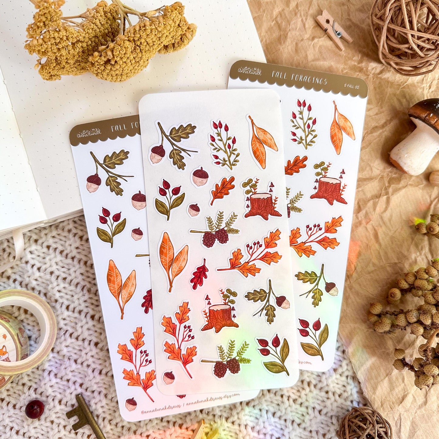 Fall Foragings Planner Sticker Sheet // matte paper stickers