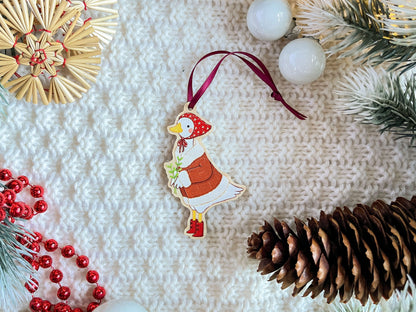 Wooden Christmas Tree Ornament - Winter Goose