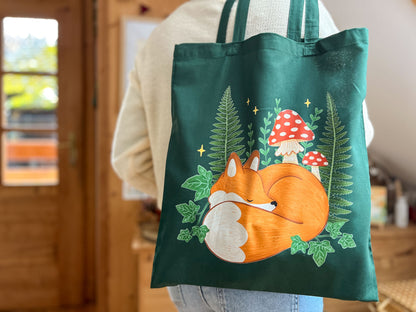 Fox and Fern Green Tote Bag