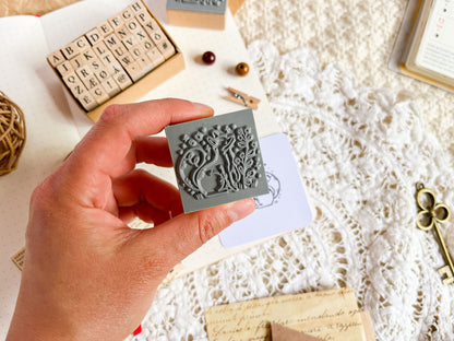 Wooden Rubber Stamp Fox & Blueberry