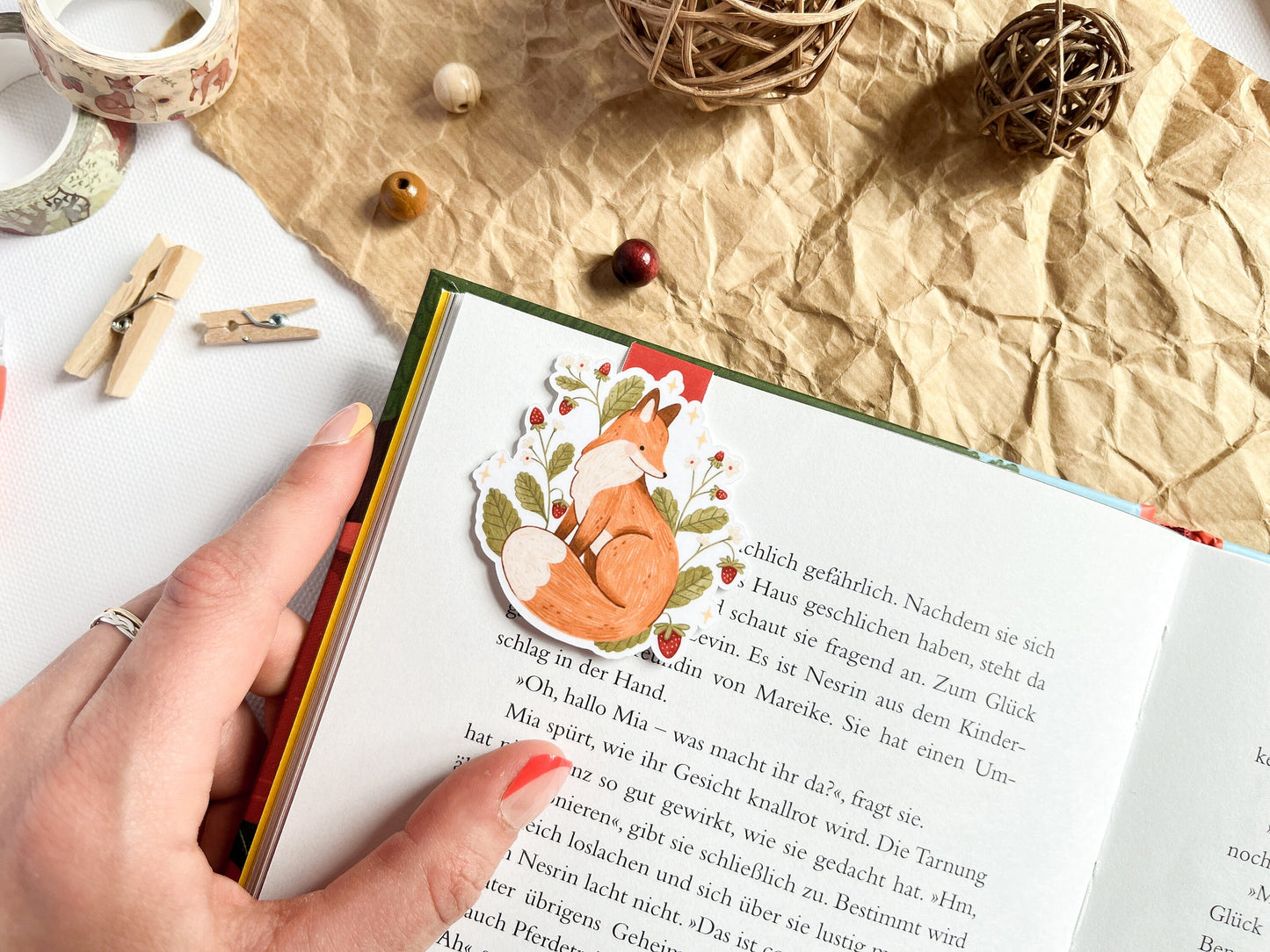 Strawberry Fox Magnetic Bookmark