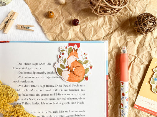 Strawberry Fox Magnetic Bookmark