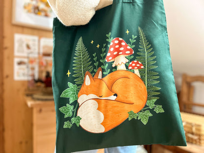 Fox and Fern Green Tote Bag