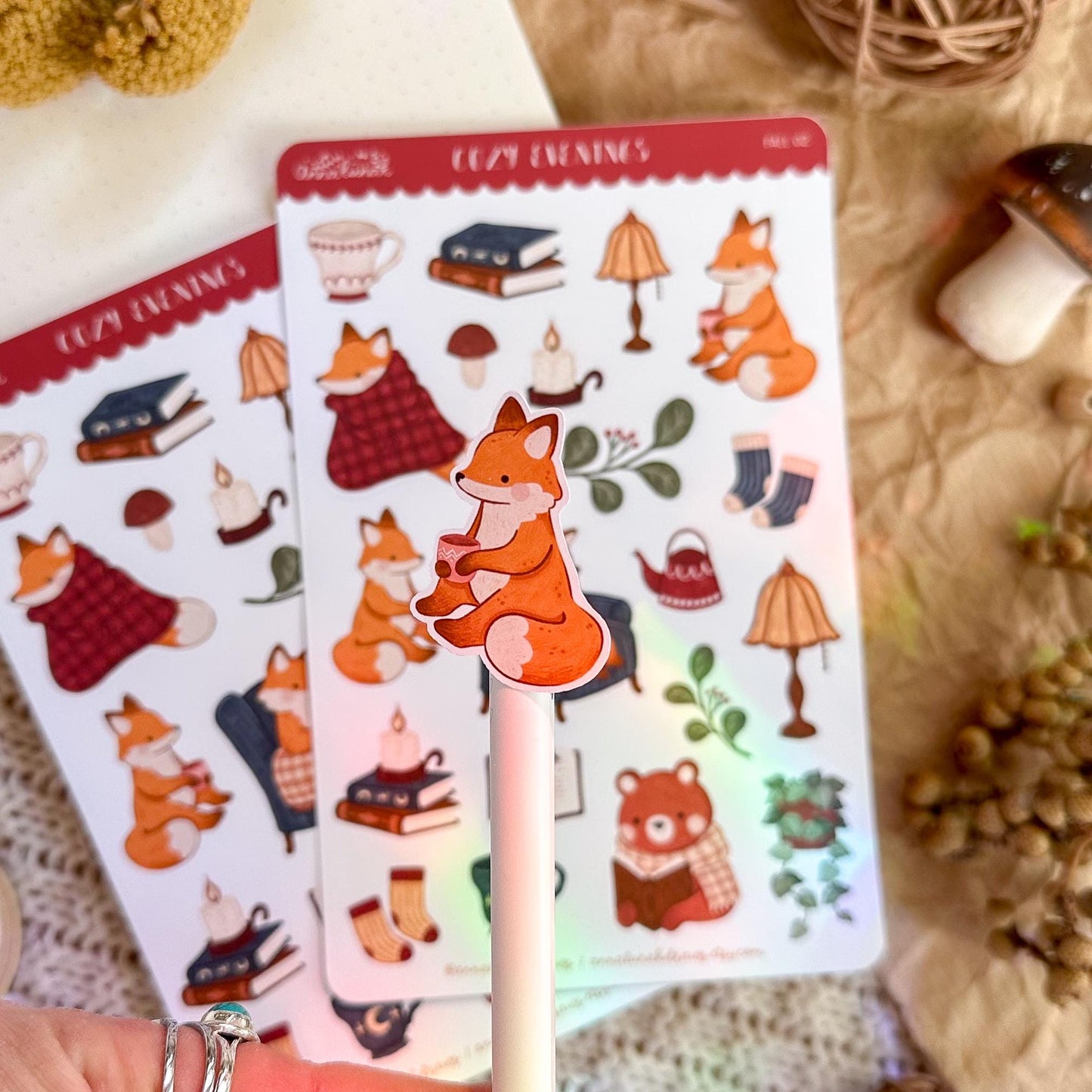 Cozy Evenings Sticker Sheet // matte paper planner stickers