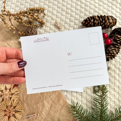Gold Foil Christmas Post Card - Christmas Tree