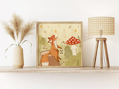 Mushroom Fox Print