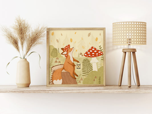 Mushroom Fox Print