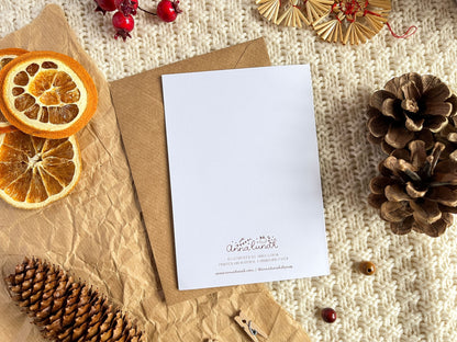 A6 Christmas Greeting Card with envelope - Fox and Bear baking Cookies