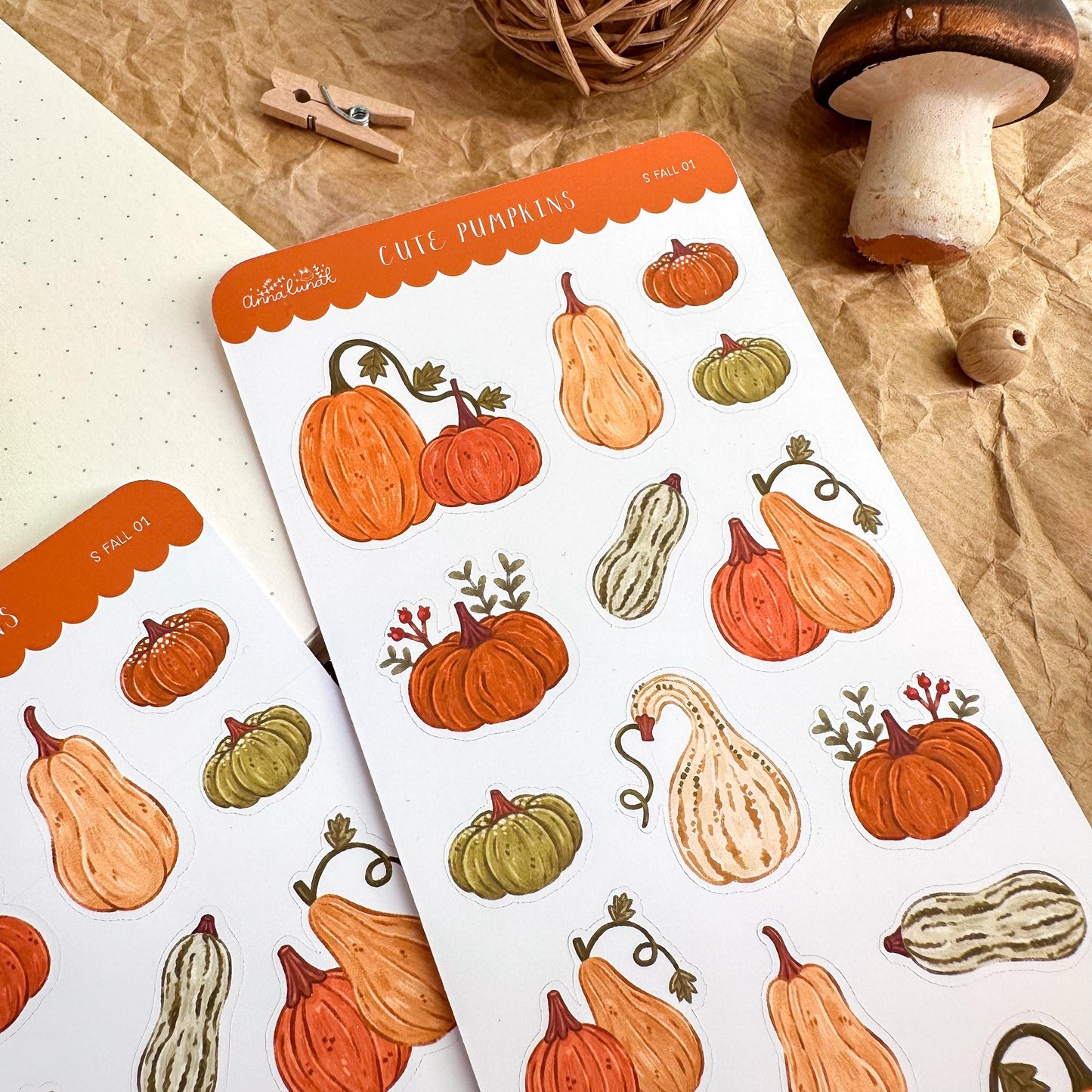 Cute Pumpkins Planner Sticker Sheet // matte paper stickers