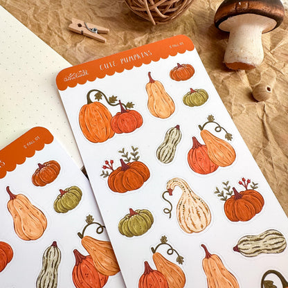 Cute Pumpkins Planner Sticker Sheet // matte paper stickers