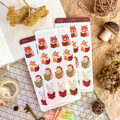 Reading Animals Planner Sticker Sheet // matte paper stickers