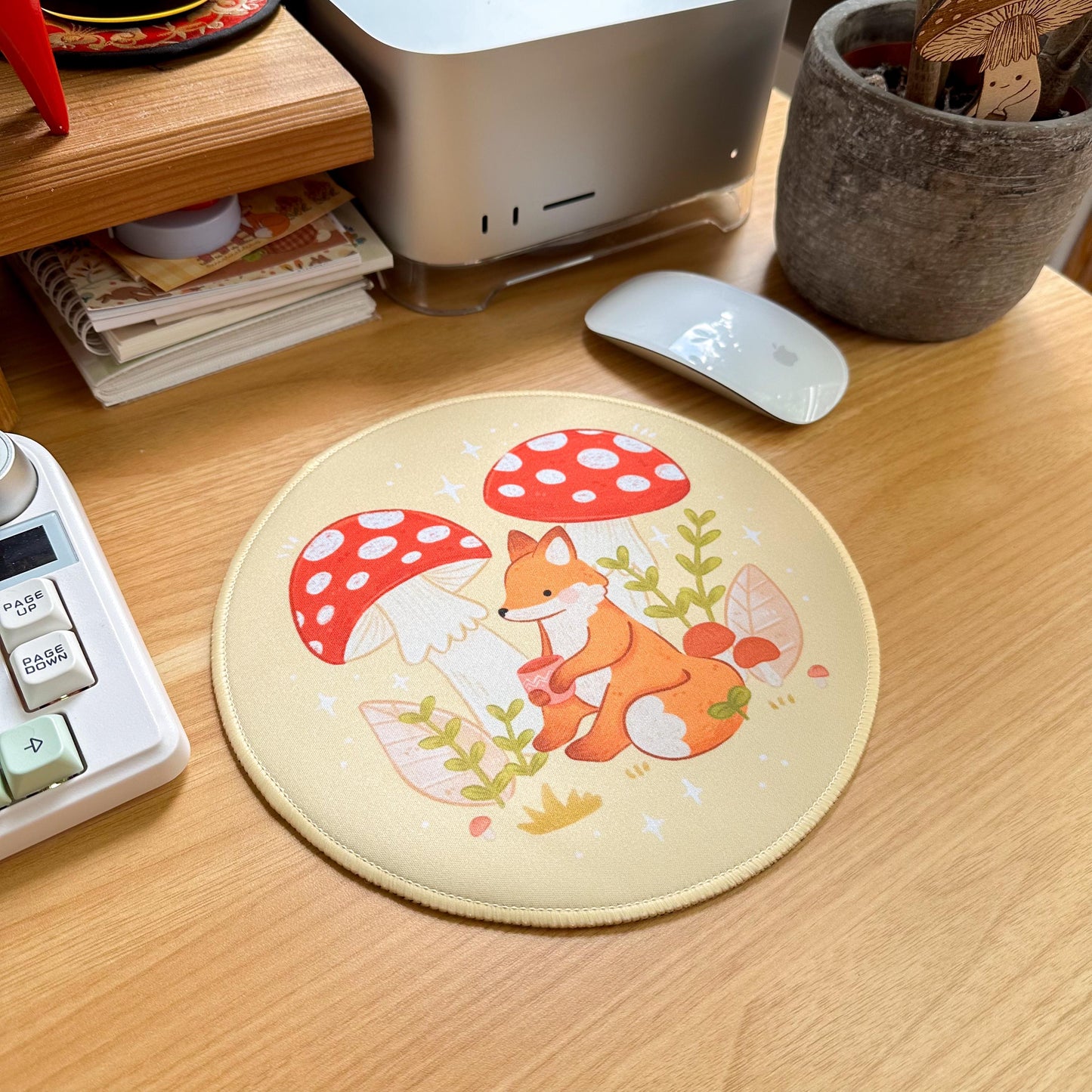 Round Waterproof Mousepad - Mushroom Fox