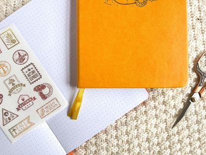 Sunflower Fox Gold Foil Dotted Hardcover Journal - A5