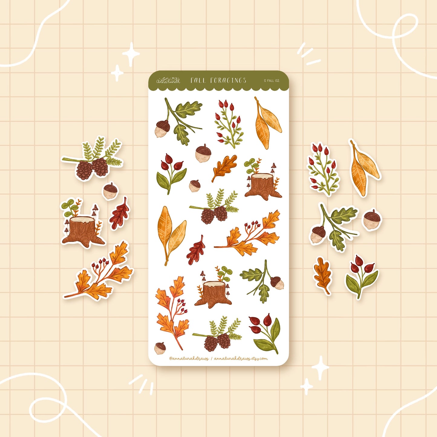 Fall Foragings Planner Sticker Sheet // matte paper stickers