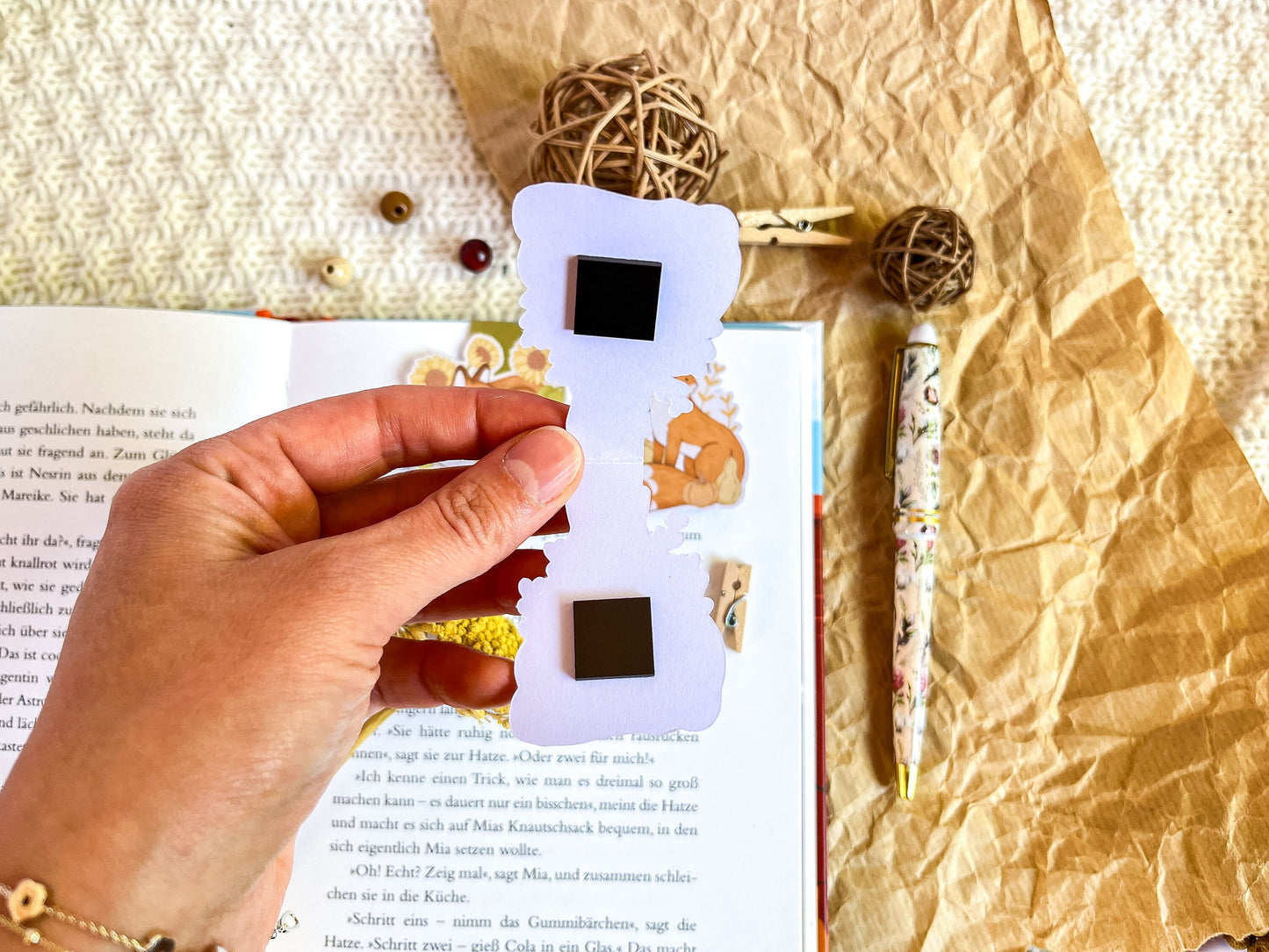 Pumpkin Fox Magnetic Bookmark