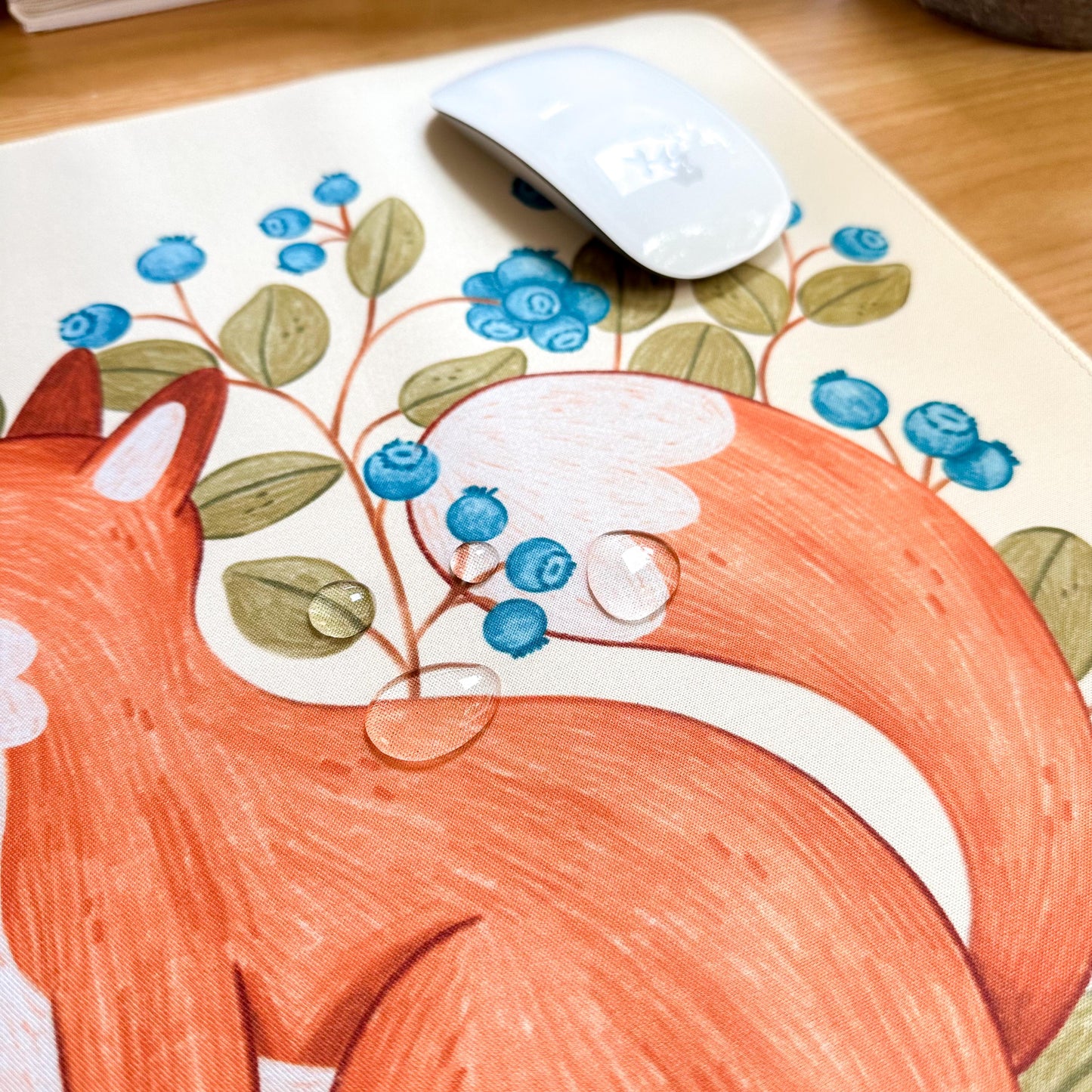 Waterproof Desk Mat - Blueberry Fox | Mouse Pad | Gaming Mouse Mat