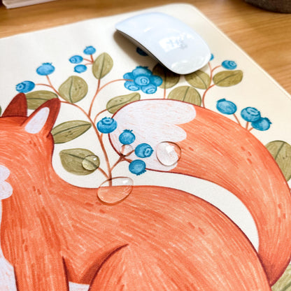 Waterproof Desk Mat - Blueberry Fox | Mouse Pad | Gaming Mouse Mat