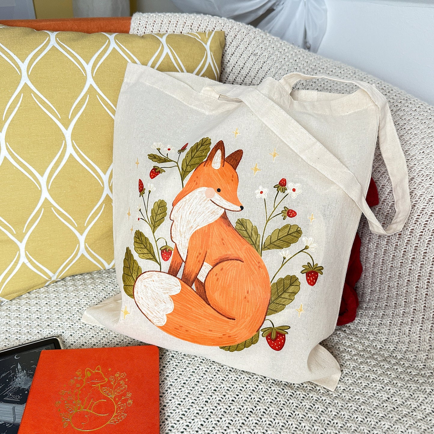 Strawberry Fox Tote Bag