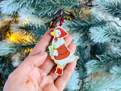 Wooden Christmas Tree Ornament - Winter Goose