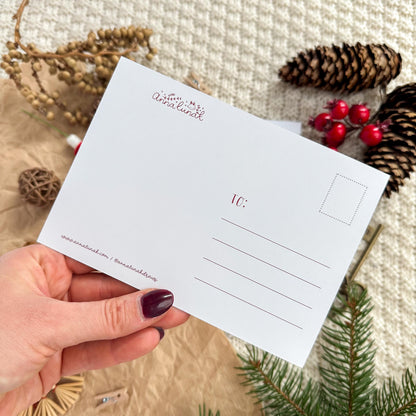 Gold Foil Christmas Post Card - Stockings