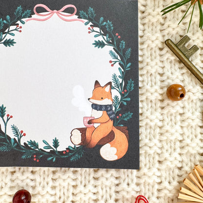 Memo Pad - Dark Winter Fox | Mini Notepad with Tear-Off Sheets