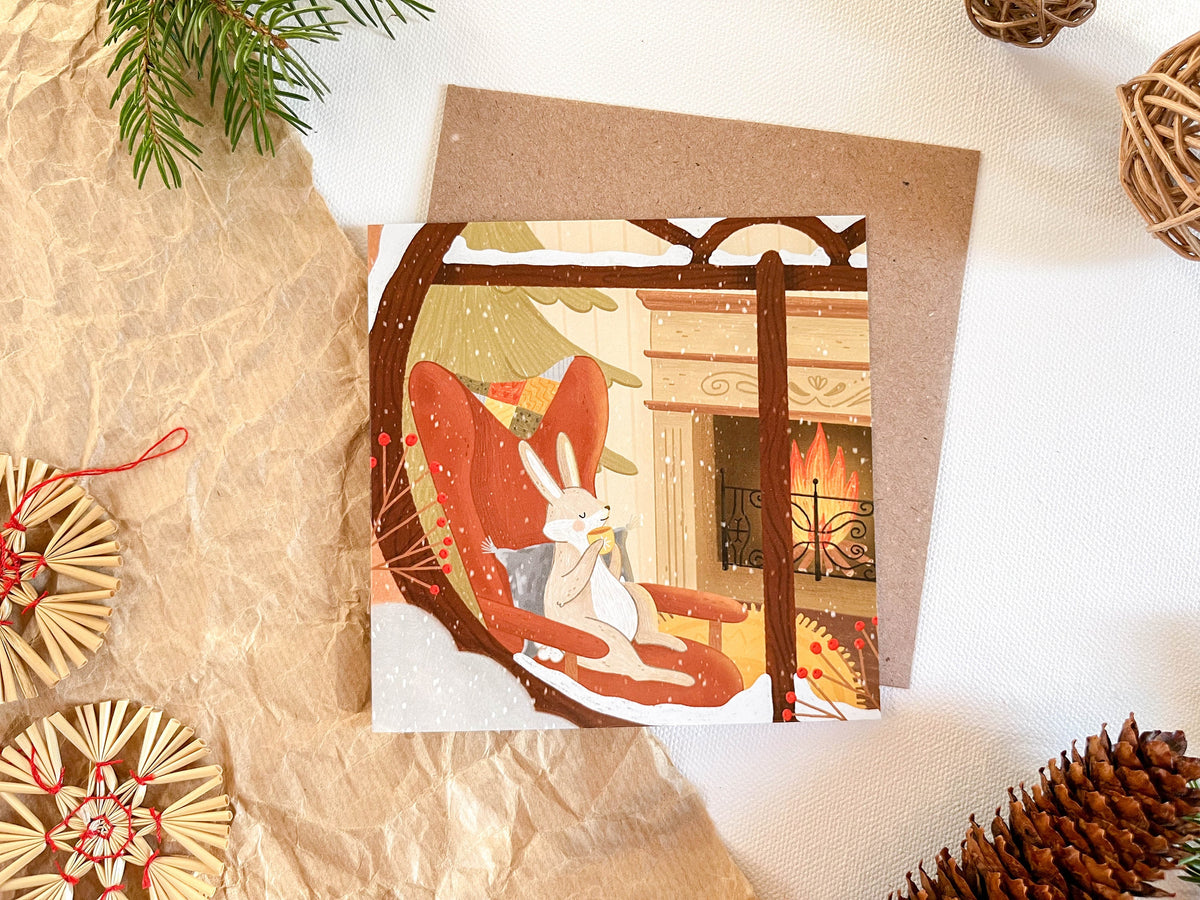 Cozy Bunny Greeting Card with Envelope
