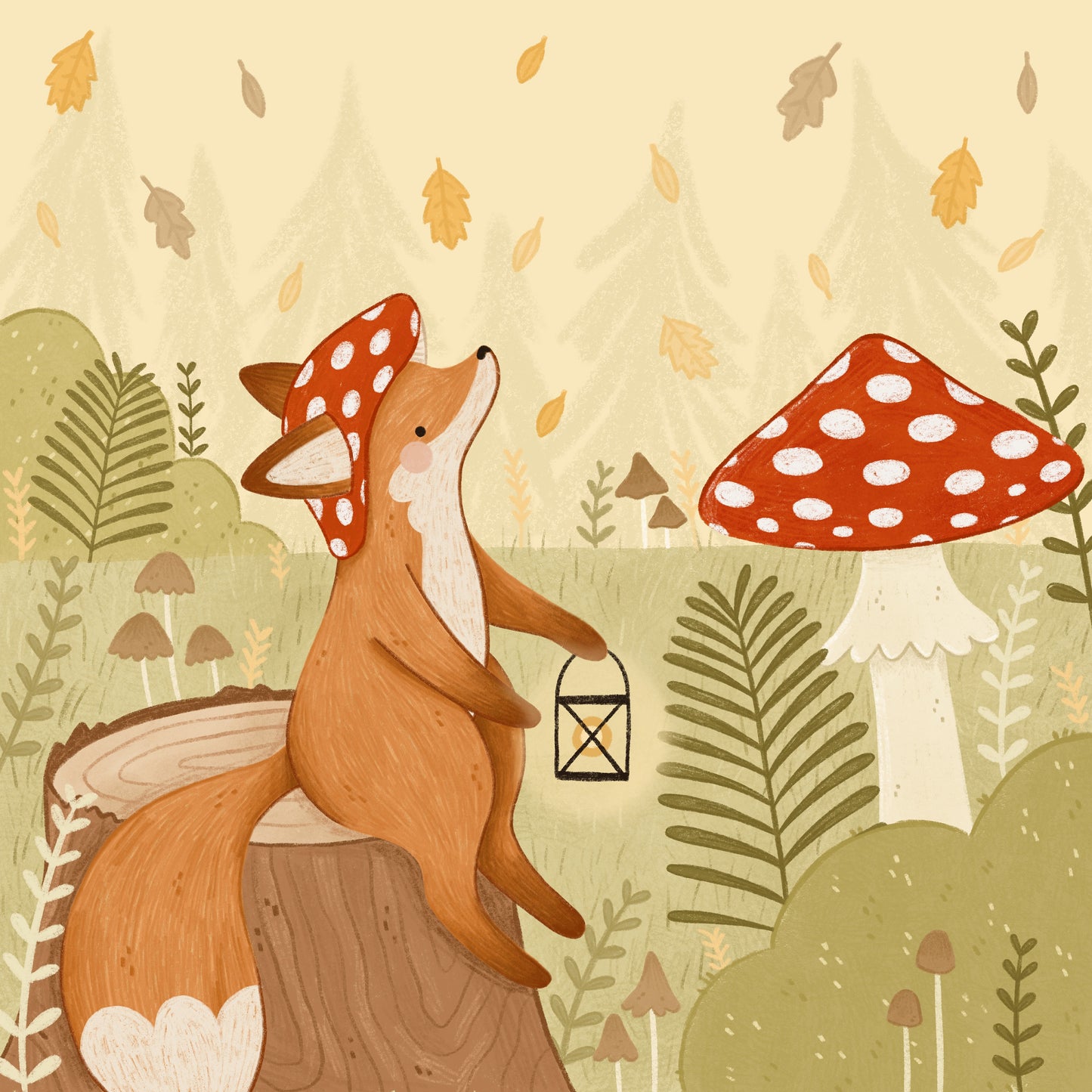 Mushroom Fox Print