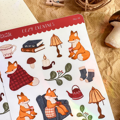 Cozy Evenings Sticker Sheet // matte paper planner stickers