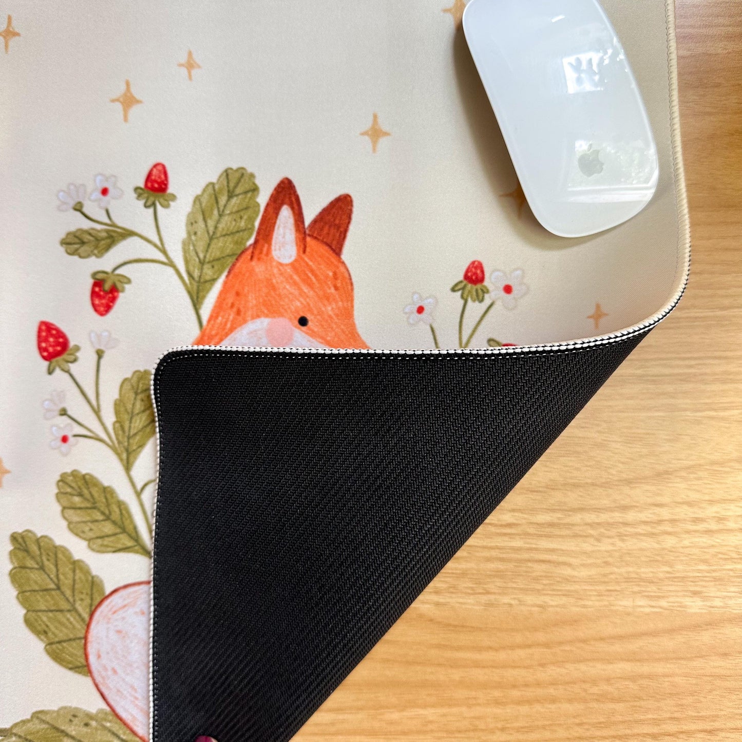 Waterproof Desk Mat - Strawberry Fox | Mouse Pad | Gaming Mouse Mat