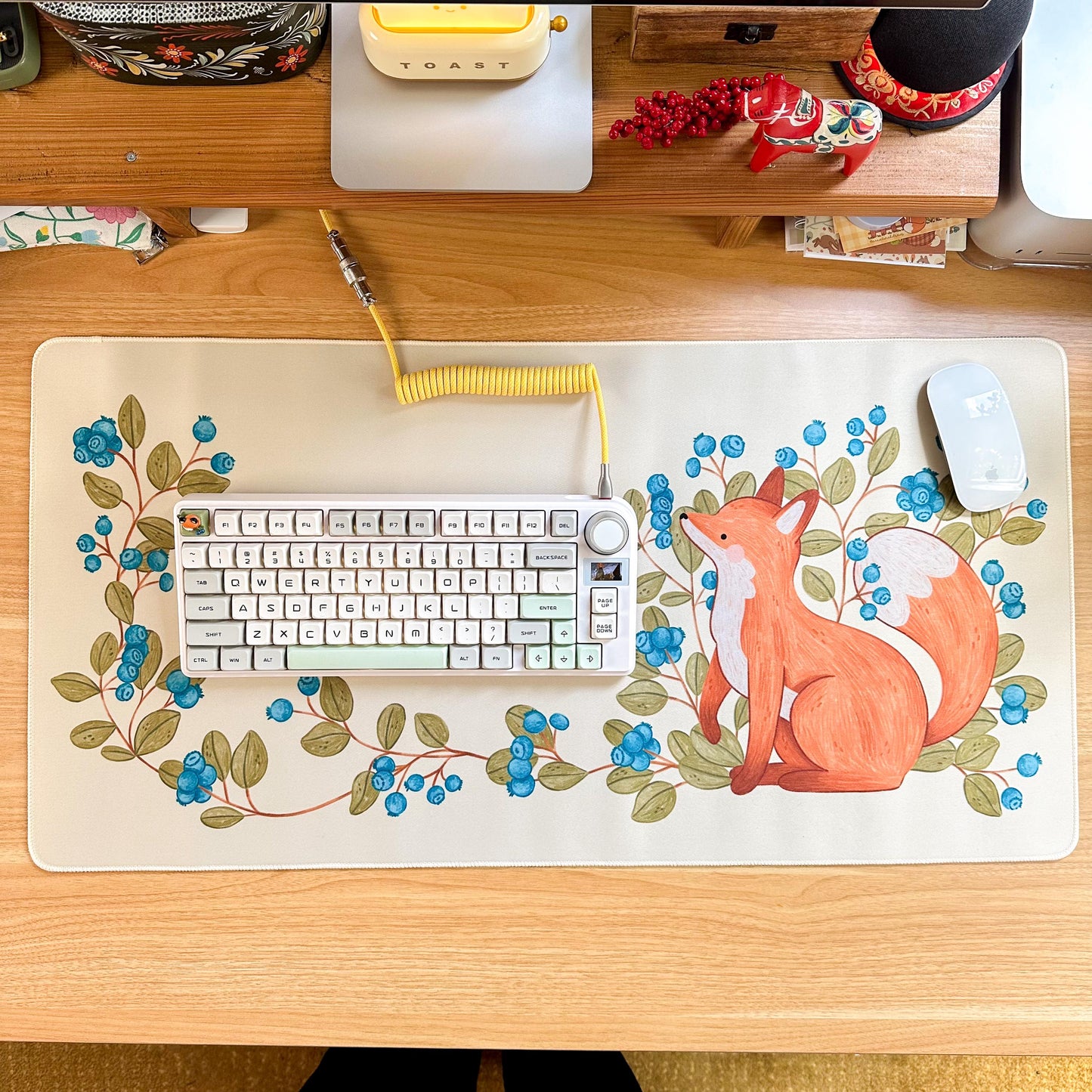 Waterproof Desk Mat - Blueberry Fox | Mouse Pad | Gaming Mouse Mat
